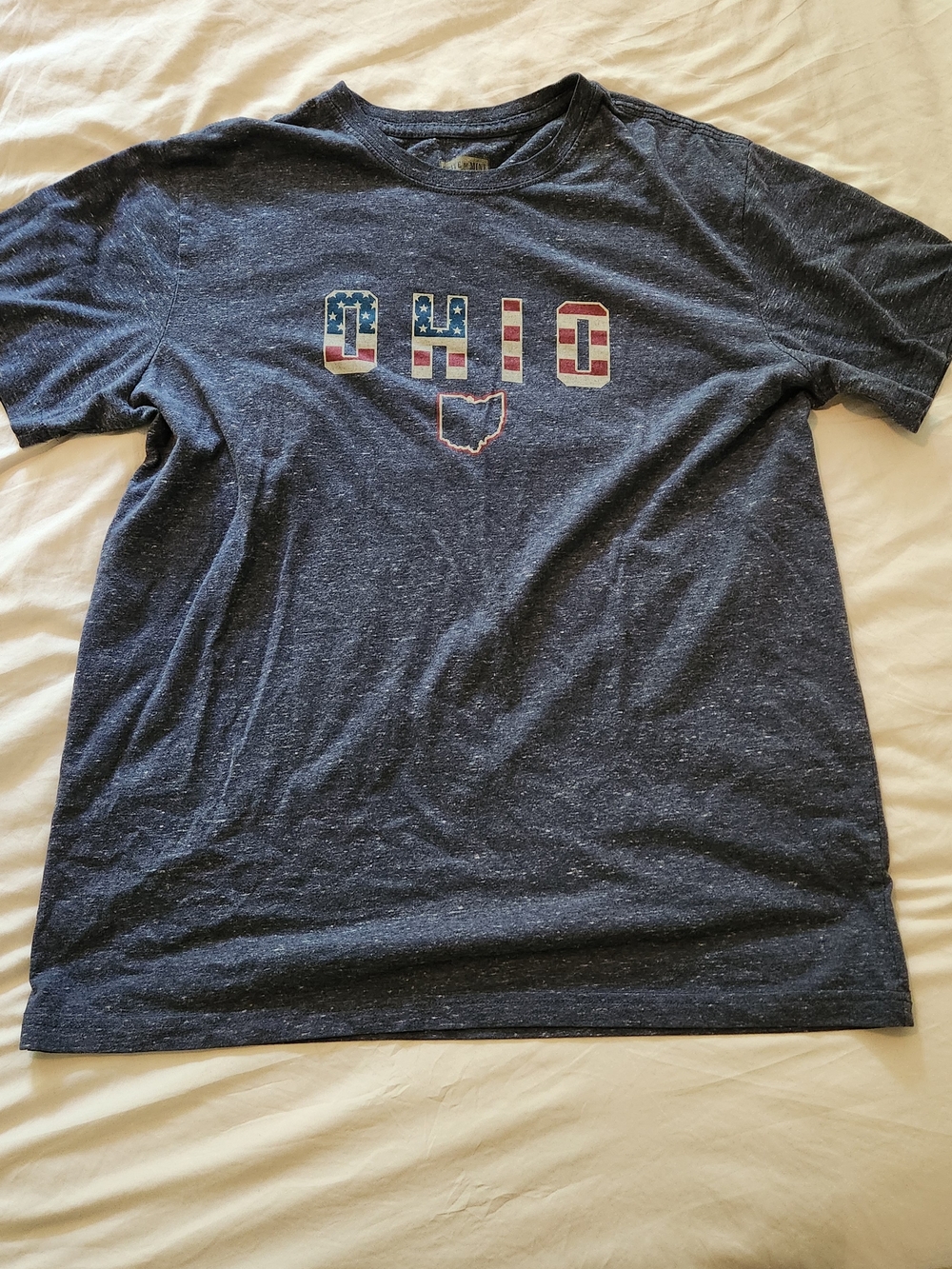 State Of Mine Ohio Graphic Tee - Navy with Flag Print